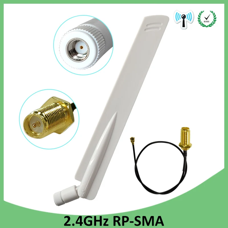 

20pcs 2.4Ghz antenna 8dbi Wifi Antenna RP-SMA Connector 2.4 ghz antenne 2.4G wi fi antena +IPX t RP-SMA pigtail Extension Cable