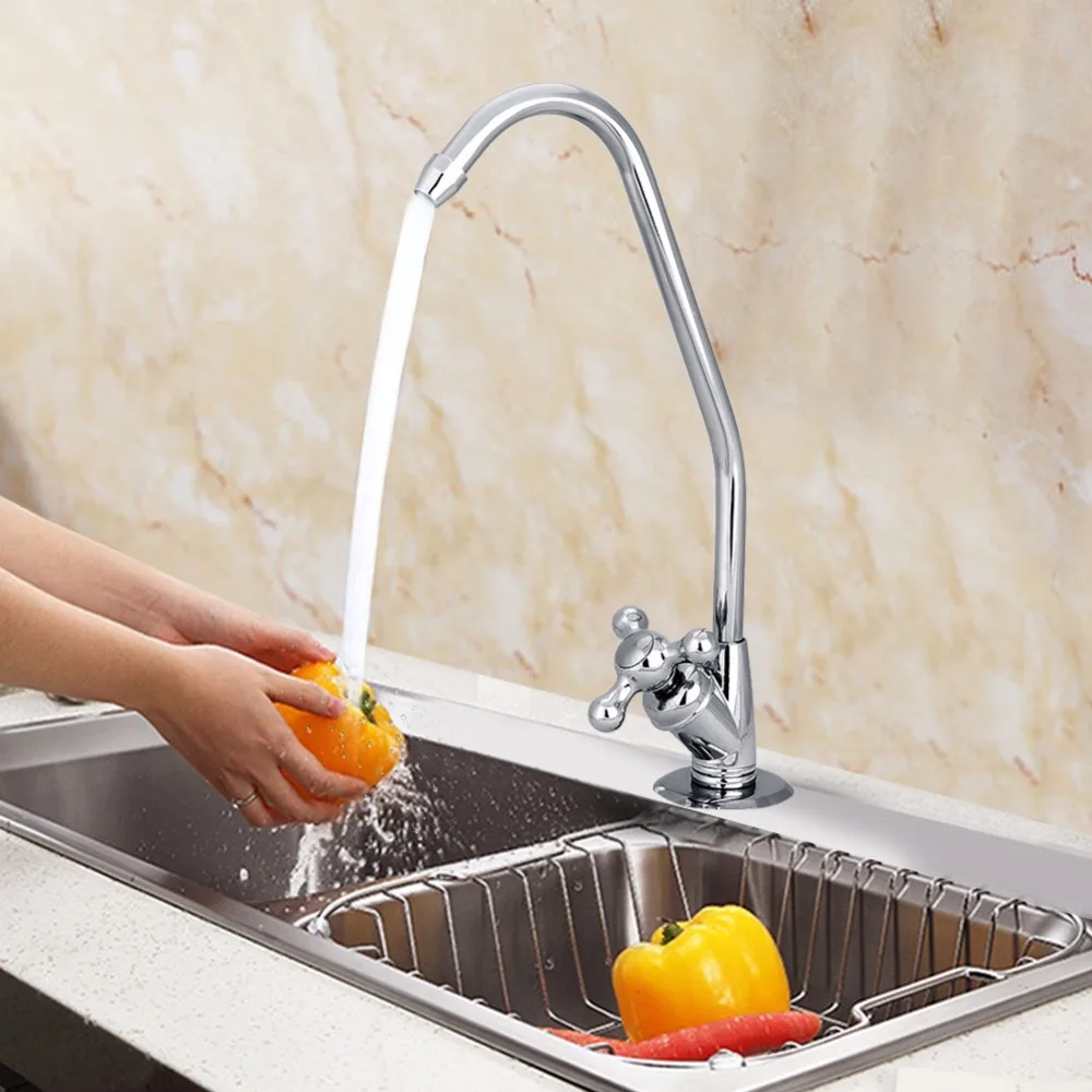 

1 Set Single handle Sink Faucet Tap 1/4'' Zinc Alloy Kitchen Faucet Tap Chrome Reverse Osmosis Drinking Water Filter Sink Faucet
