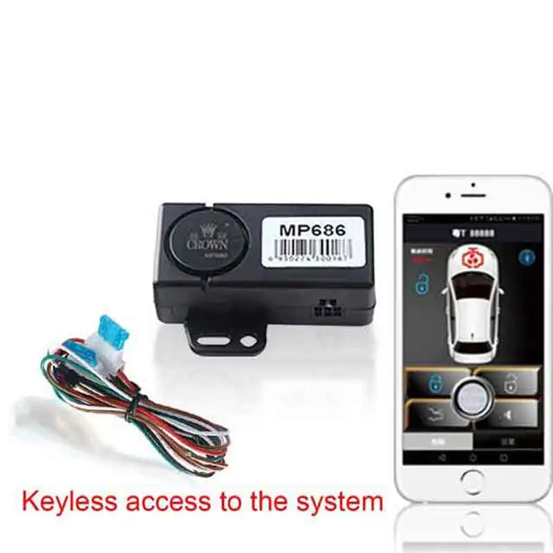 Смартфон, Автомобильная сигнализация, совместимая с ios и android, телефон, автомобильный двигатель, система запуска, дистанционный смарт-ключ, PKE car 686A