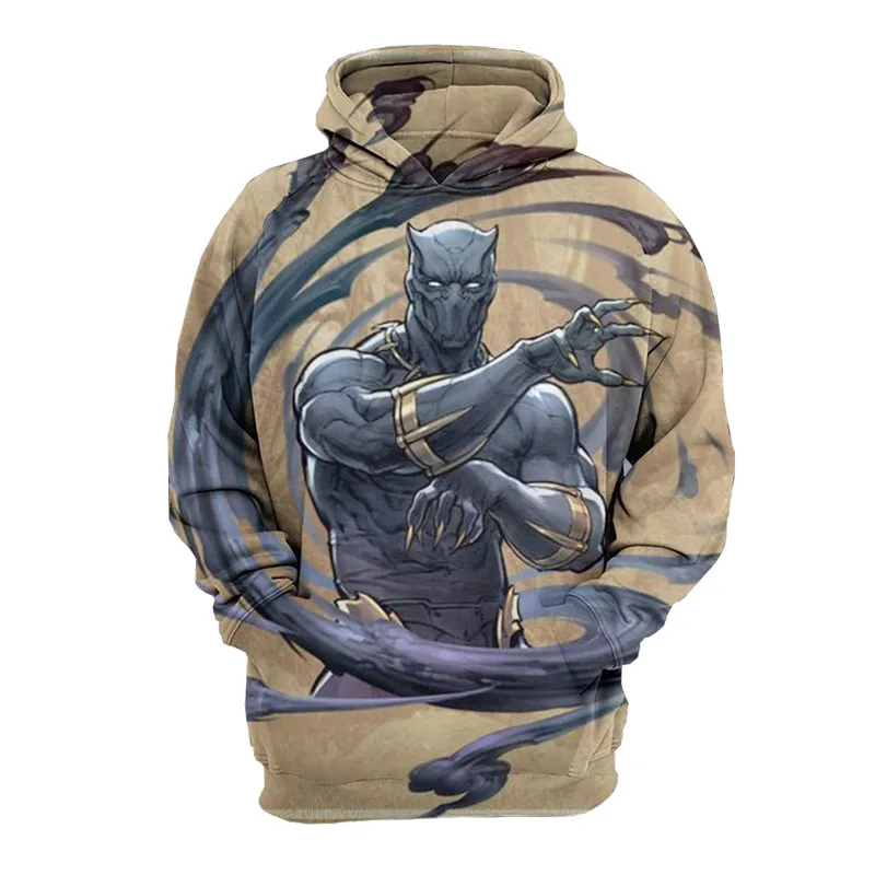 3D Print Black Panther Avengers Endgame Hoodie Sweatshirt Cosplay Costume Black Panther Jacket Coats Men and Women New