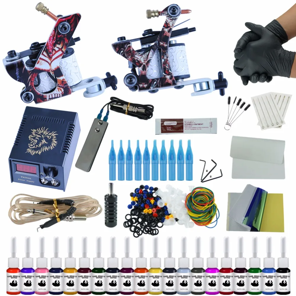 

Complete Beginner Tattoo Kit LCD Tattoo Power Supply Cheap Tattoo Kit Set 20 Colors Tattoo Ink