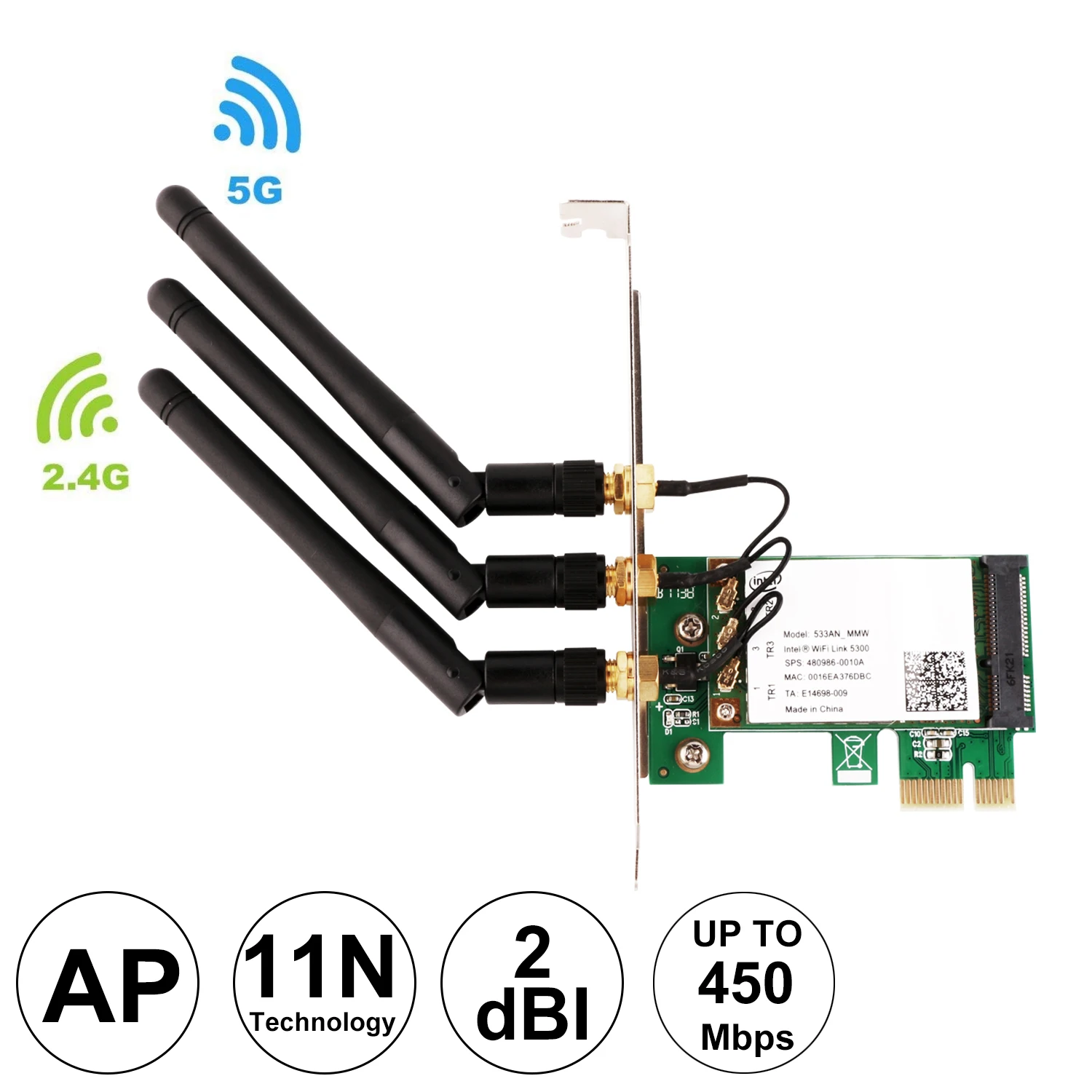 Ubit 450M двухдиапазонный WIE5300 5 ГГц/2 4 ГГц PCI E Беспроводной Wi Fi сетевой адаптер карта