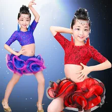 2016 New Children’s Red/blue/Rose Red Latin Dance Ballroom Dance Wear Salsa Tango Rumba Cha Cha Costume
