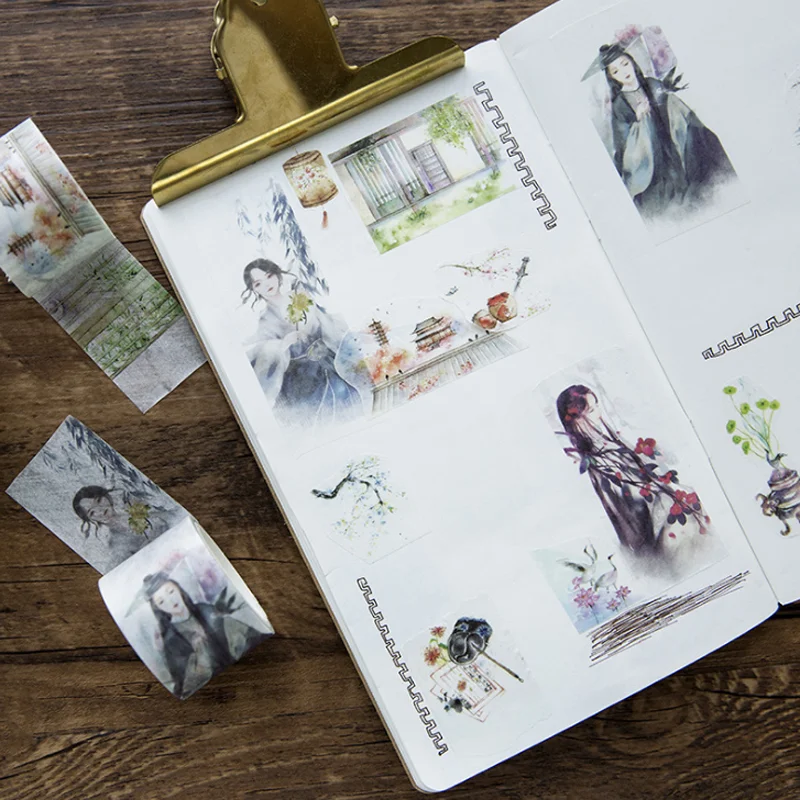 

1 Pcs Cartoon Ancient Style Beauty Landscape Washi Tape DIY Diary Decoration Masking Tape Stationery Sticker Scrapbook Supplies
