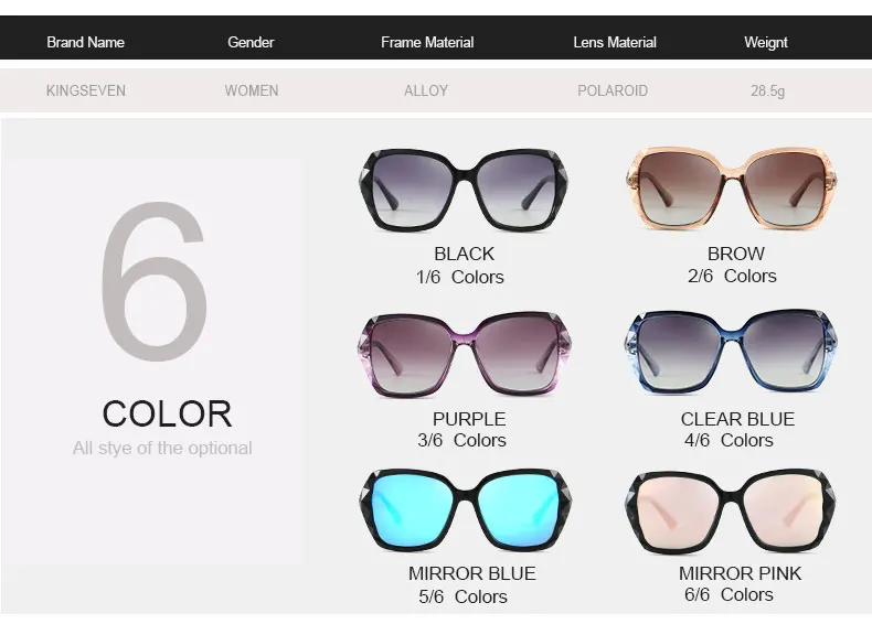 KINGSEVEN, солнцезащитные очки для женщин, градиентная поляризационная оправа, солнцезащитные очки для вождения, роскошные женские очки, аксессуары 7538