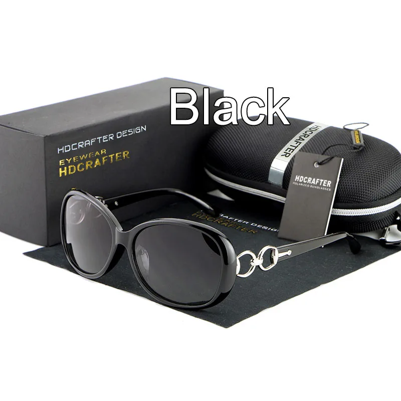 Black HDCRAFTER женские модные солнцезащитные очки с покрытием Женская винтажная металлическая оправа поляризованные солнцезащитные очки для женщин gafas Oculos De Sol - Цвет линз: Black