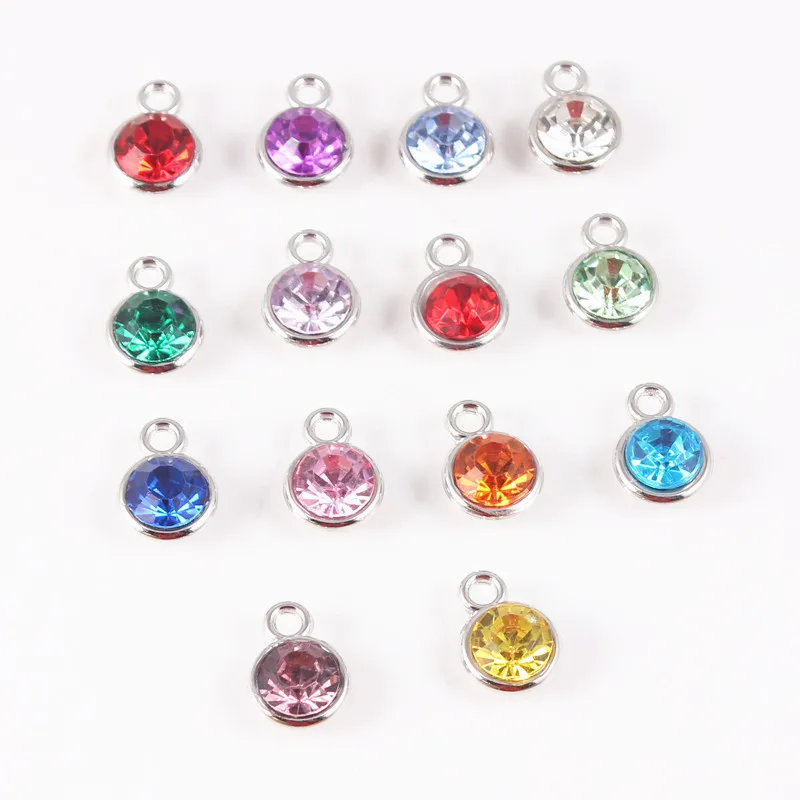120pcs/lot Mixed Birthstone Charms 11mm Acrylic Colorful Crystal for