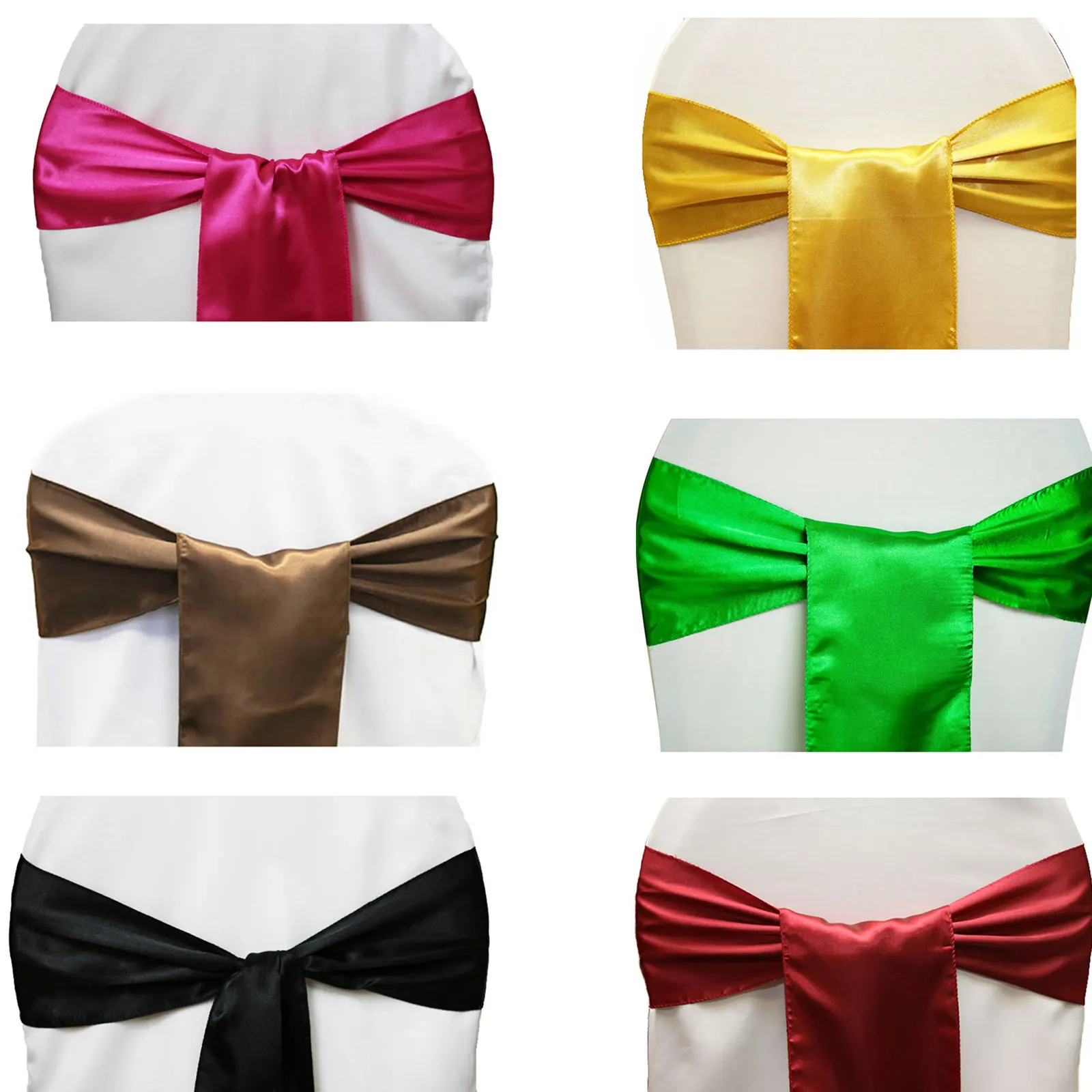 

Cheap 25pcs/lot 15*275cm Satin Bow Tie Chair Sash Band For Hotel Banquet Wedding Party Decoration Red/Black/Pink Multi Color