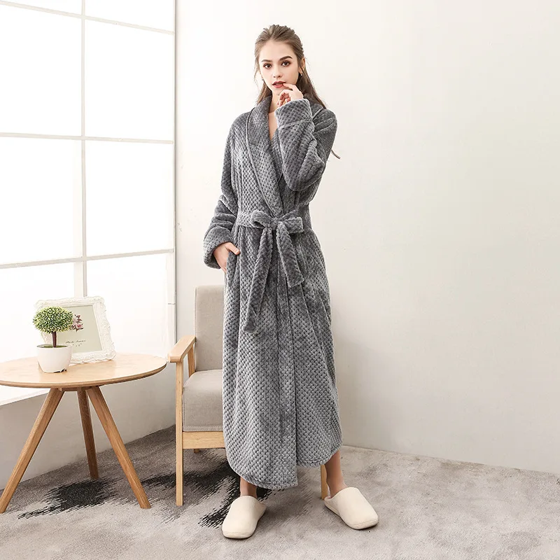 Men Women Bathroom Bath Towels for adults Bath Robe Towel Bathrobe Pajamas Body Spa Bath Gown serviette de bain toalha de banho - Color: Grey Women