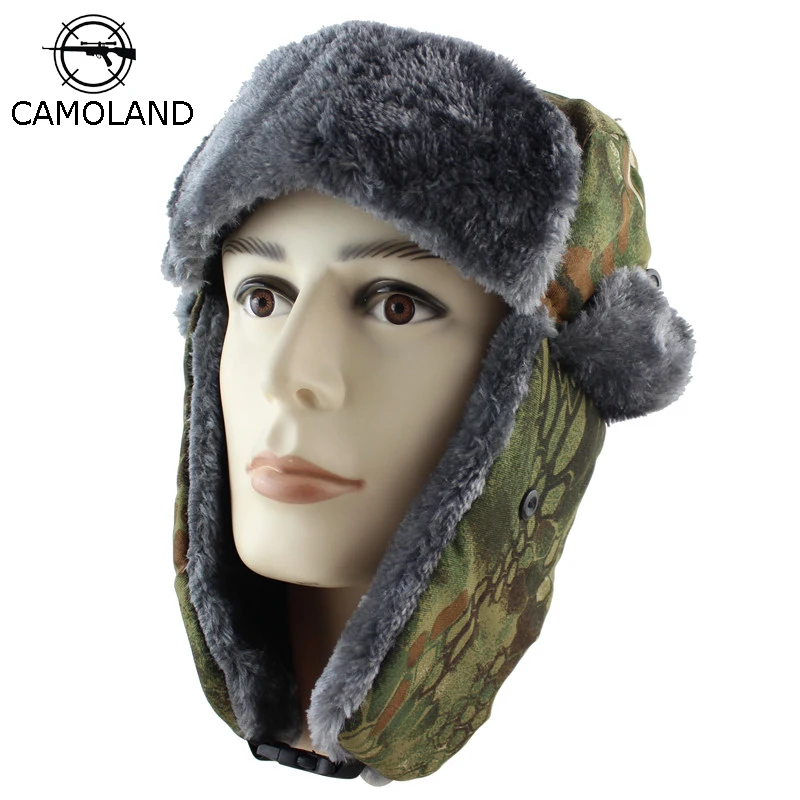 

2018 New Men Bomber Hats Winter Trooper Trapper Hat Ushanka Russian Hat with Faux Fur Outdoor Sports Skiing Warm Ear Flaps Hat