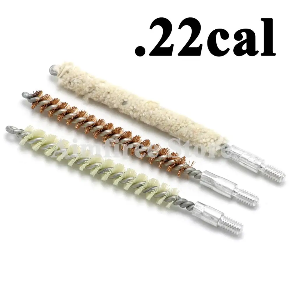 3Pcs/Lot .22cal Nylon Cotton Mop Phosphor Bronze Bore Brush Gun