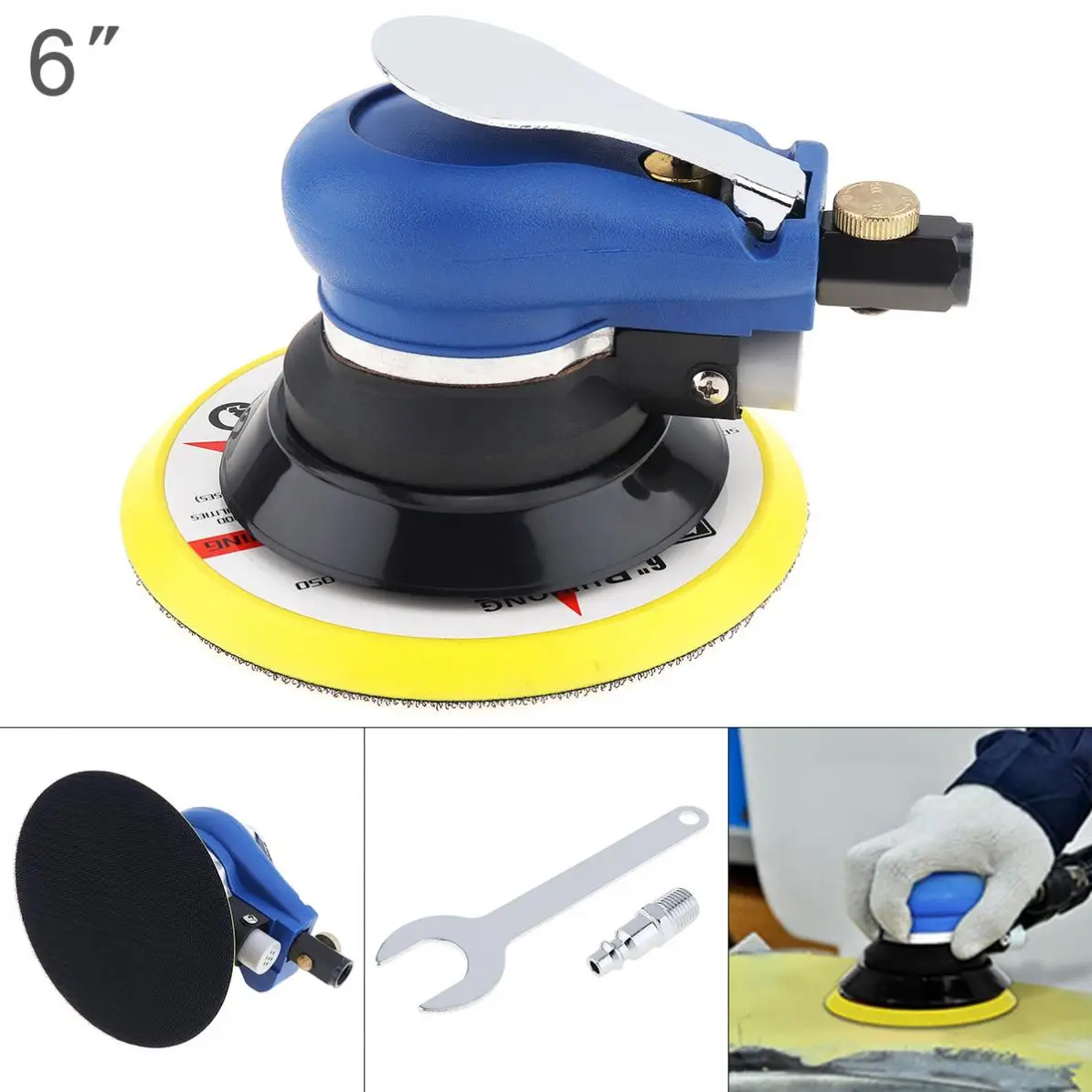 TORO 6 Inch Non-vacuum Matte Surface 9000rpm Pneumatic Polishing Machine Random Orbital with Sander Pad for Cars Polishing