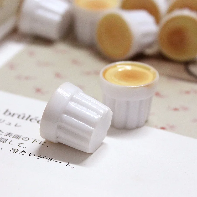 100pcs/lot resin solid simulation food pudding cup 17*14mm kawaii cabochons crafts For Hair Cellphone Decoration