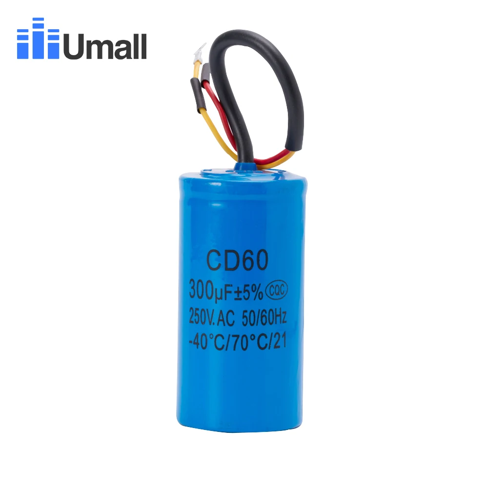 Cena CD60 300UF 250V AC kondensator rozruchowy do ciężkich sprężarek elektrycznych powietrze silnikowe czerwony żółty dwa przewody