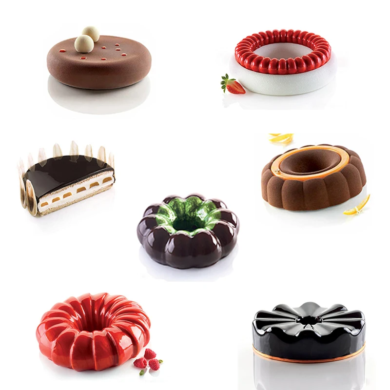 

Silicone Cake Molds 3D Baking dish Round Bakeware Chocolate Brownie Mousse Cakes Dessert Pan Mould