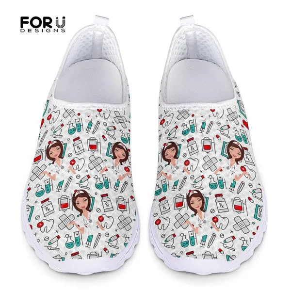 FORUDESIGNS/милый узор с изображением сиделки; женская обувь на плоской подошве; обувь для кормящих женщин; женская обувь на плоской подошве; Zapatos Enfermera Con Dibujos - Цвет: HXA269AA