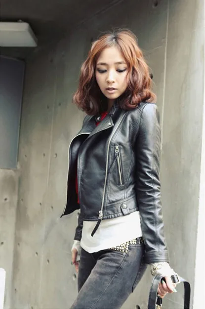 short leather look jacket