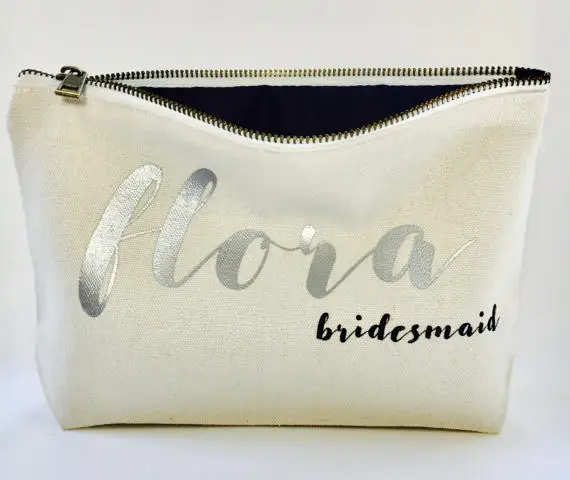 Personalised Name Date Bridesmaid Gift Make Up Comestic Canvas Bags Personalised Name Date Bridesmaid Gift Make Up Comestic Canvas Bags Maid Of Honour For Bridal Party Zipper Pouches In Diy Decorations From