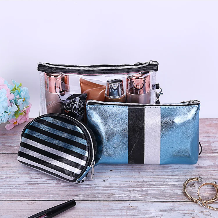 ثلاثة-قطعة التجميل حقيبة الإناث المحمولة سفر كبيرة قدرة غسل حقيبة PVC المرأة شفافة مخزن للمكياج حقيبة ثلاثة-قطعة التجميل حقيبة الإناث المحمولة سفر كبيرة قدرة غسل حقيبة PVC المرأة شفافة مخزن للمكياج حقيبة