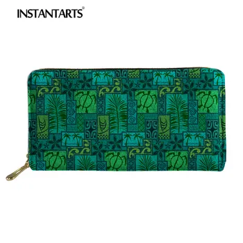 

INSTANTARTS Tropical Plant Long Wallet Brand Luxury Leather Card Holder Girl Purse 3D Moku Malihini Print Billetera de mujer Bag