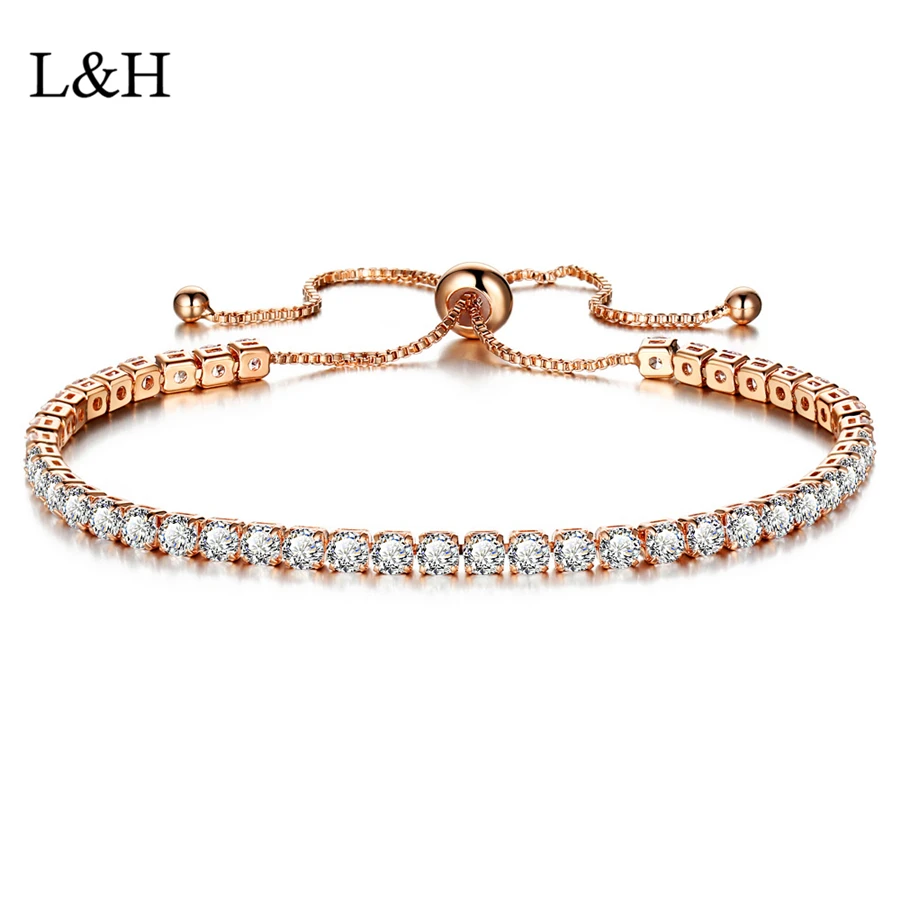 Женский браслет для тенниса L &amp H роскошный свадебный с инкрустацией стразами из