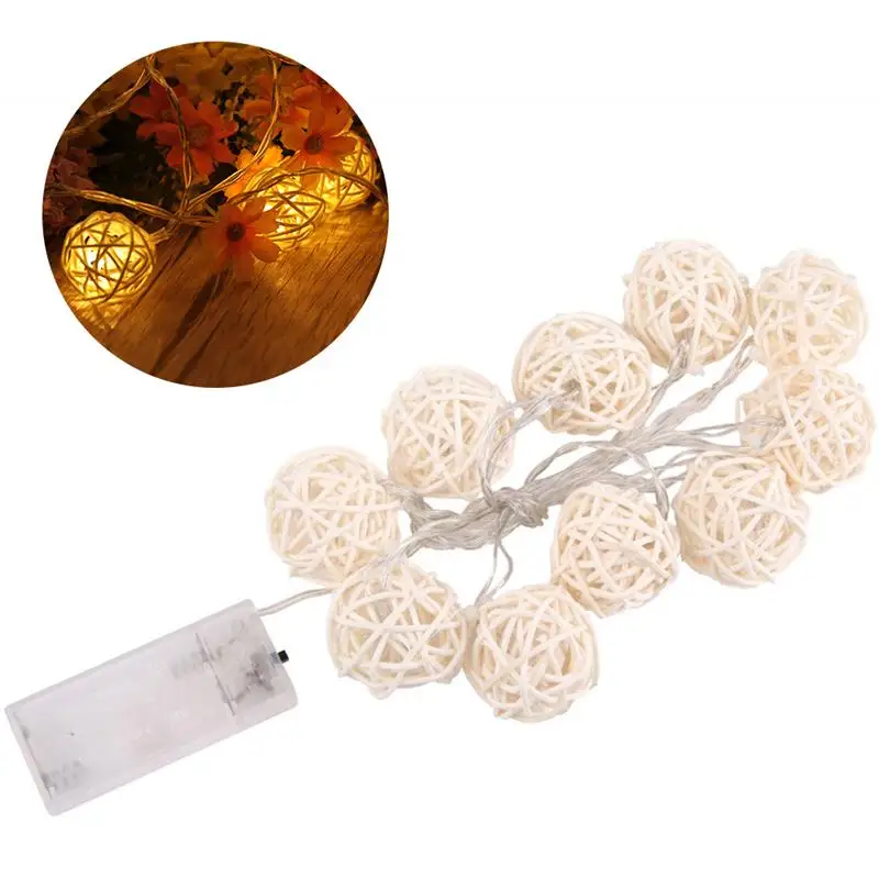 

1.5M 10 LED Rattan Ball LED String Lights Battery Powered Decorative Fairy Lights for Christmas Wedding Decoration