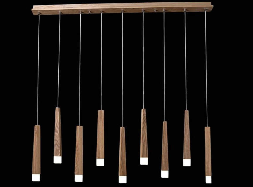 Деревянная палочка подвесной светильник, кухонный Остров гостиная магазин украшения современный прикроватный подвесной светильник из натурального дерева