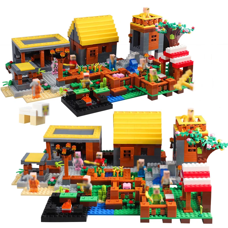 

1170PCS Small Building Blocks With 8PCS Mini Figure My World Dream Village Gift Toy For Children