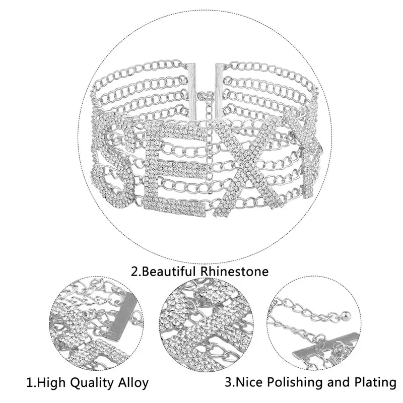 Кристалл Сексуальные буквы колье ожерелье со стразами воротник для женщин кулон массивное ожерелье чокер воротник роскошный украшения для шеи