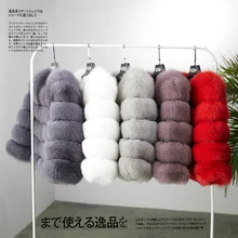 Warm real female fox coat short winter coat jacket natural blue fox fur coat. winter really natural woman fox fur coat