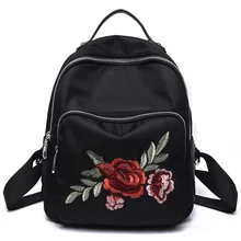 Newly Backpack Women Embroidery Floral Backpacks School Bags for Teenage Girls Casual Black Travel Backpack mochila