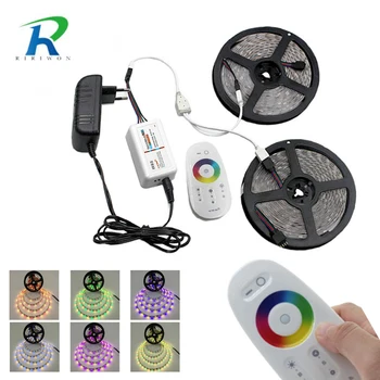 

SMD5050 RGBW RGB LED Strip Light 5m 10m Flexible Tape Diode Ribbon Waterproof IR RF Controller AC 110V 220V DC 12V Power Set