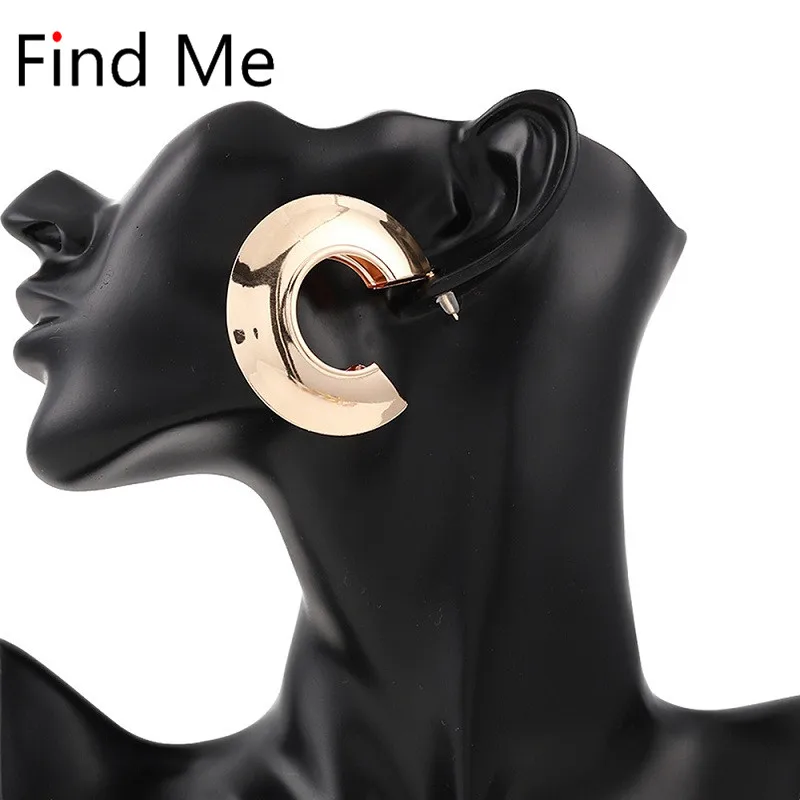

Find Me 2019 new brand fashion Vintage big alloy circle Stud earrings for Women Jewelry simple exaggerate Earrings wholesale