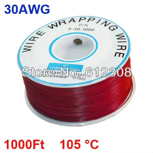 Красный цвет 30AWG 305 м 1000Ft упаковка провод шнур кабель пайка луженая медь для компьютера электрический ремонт DIY