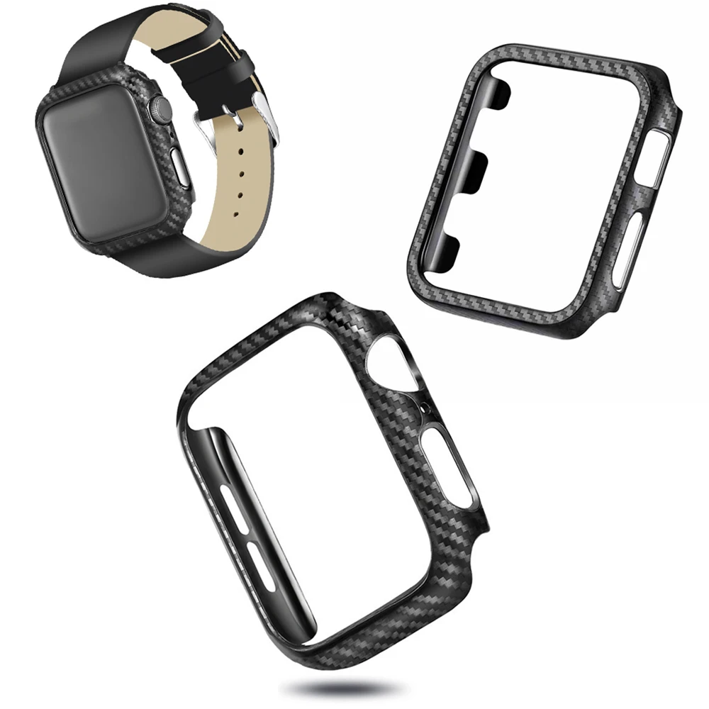 New Ultra Thin Carbon Fiber Lines PC Case Protective Frame For Apple Watch Series 4 3 2 1 for i Watch Case 38MM 42 MM 40MM 44MM