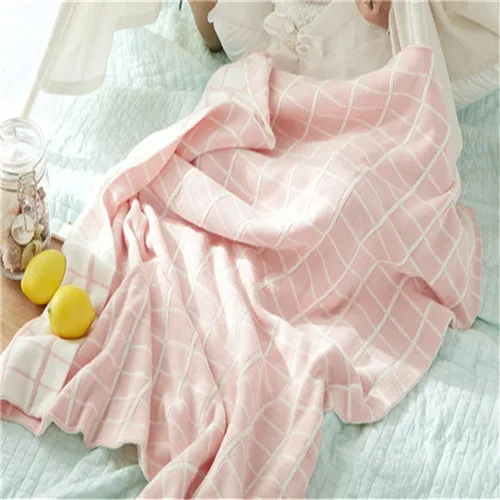 Черно-белое Клетчатое одеяло из хлопка, вязаные клетчатые одеяла для дивана, самолета, взрослых, покрывало на колено, одеяла, 120*180 см, домашний текстиль - Цвет: pink