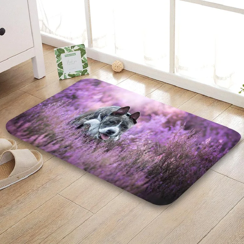 

Custom Amstaff Funy Doormat Floor/Bath/Kitchen/Beach Mat Flannel Sponge Fabric 3D Printed Shaggy Decoration For Bedroom