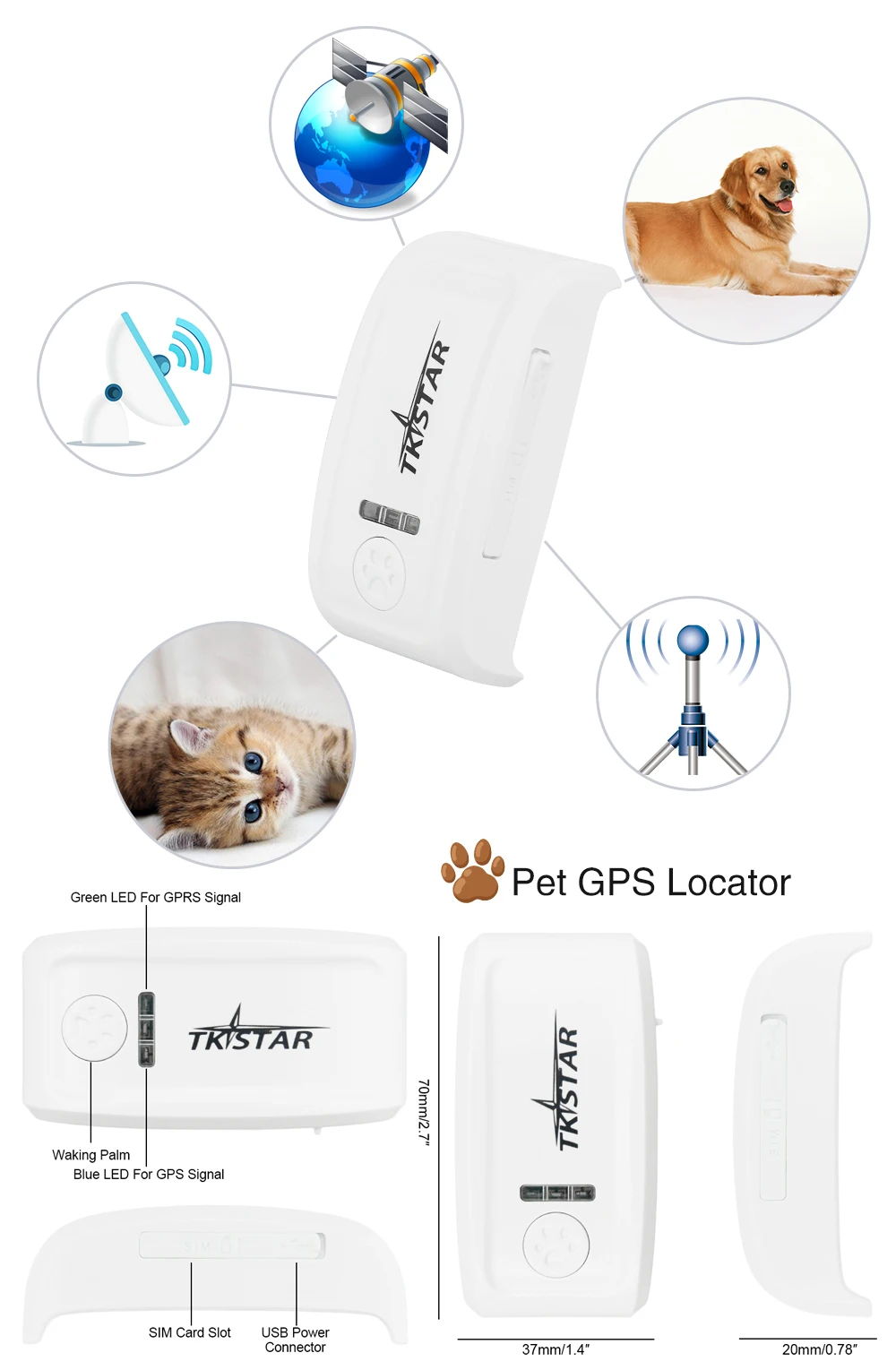 Умный мини TK909 Pet gps трекер для кошек собак в реальном времени Отслеживание Водонепроницаемый гео-забор история-проверка следов датчик встряхивания оповещения