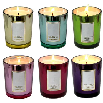 

6PCs/Set Aromatherapy Candle Scented Candle High-End Set Plant Essential Oil Soy Wax Candle Colorful Plating Glass Home Decor
