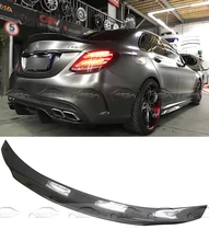 Fibre de carbone PSM Style coffre arrière lèvre aile de coffre Spoiler pour mercedes-benz classe C W205 C63 2016-17 coupé 2 portes et berline 4 portes(China)