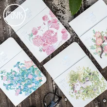 Романтические милые цветы и Маленькие котята японская записная книга пустые страницы строчка окантовки DIY Дневник Книга Альбом