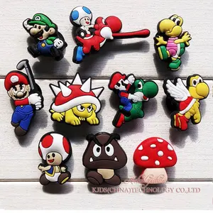 Одиночная продажа 1 шт. Супер Марио ПВХ обувь подвески, обувь пряжки аксессуары подходят браслеты Croc JIBZ, дети партии X-mas подарки - изображение
