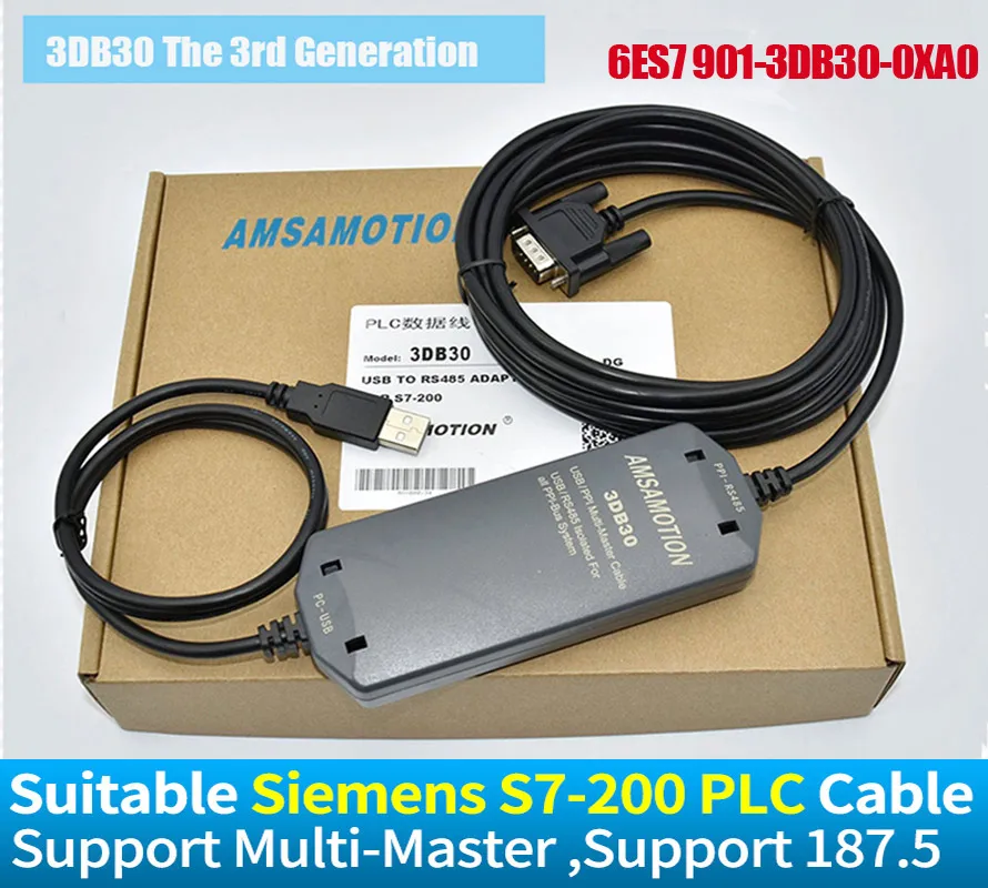 Amsamotion S7-200 ПЛК кабель для программирования PC-PPI+ адаптер для Siemens 6ES7901-3CB30-0XA0 линия загрузки 187,5 кбит/с Поддержка WIN7/XP
