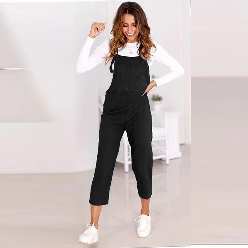 

Bib Overalls For Women Rompers Backless Jumpsuit Strap Slim Trousers Playsuit Summer Casual Ankle-Length Pants Jumpsuit
