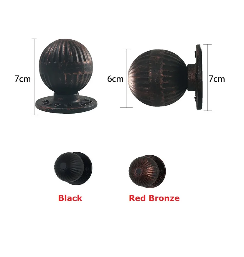 

Round Ball Vintage Iron Wooden Door Knob Pull Handle Entry Gate Garden