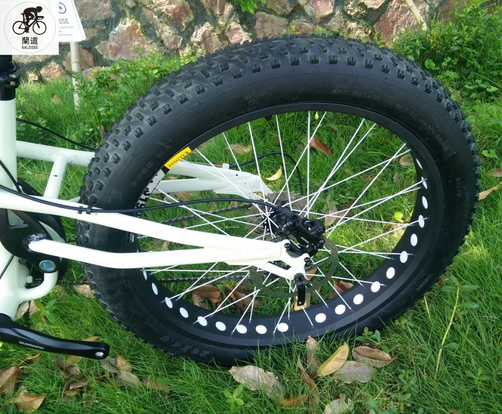 Cheap Kalosse 26*4.0 inch snow bike  Full suspension fat bicycle mountain bike  21/24/27/30 speed 26er   Hydraulic brakes 13