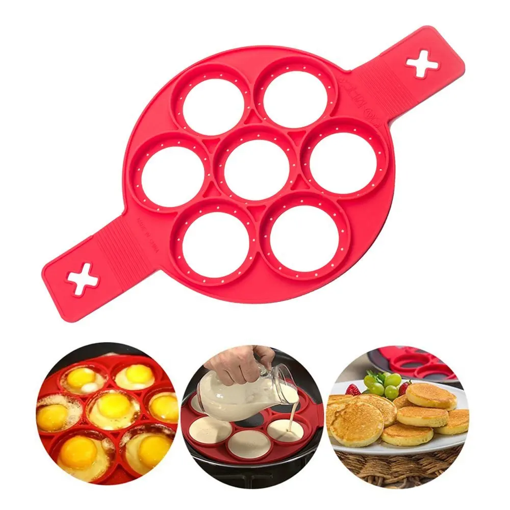 

2019 7 Holes Silicone Mold Pancake Maker Nonstick Egg Ring Maker Kitchen Accessories Snack Cake Mold Cooking Baking Tools