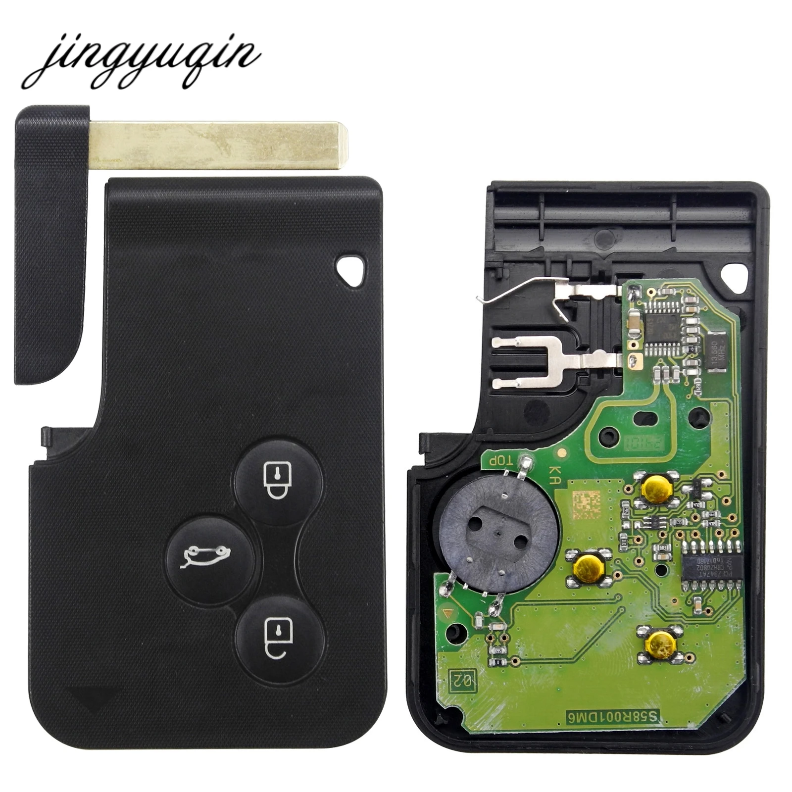 jingyuqin Smart Key Card for Renault Megane II Scenic II Grand Scenic 2003-2008 433mhz PCF7947 Chip ID46 3 Button Remote PCB комплект дефлекторов vinguru накладные скотч для renault scenic ii 2003 2009 минивэн 4 шт