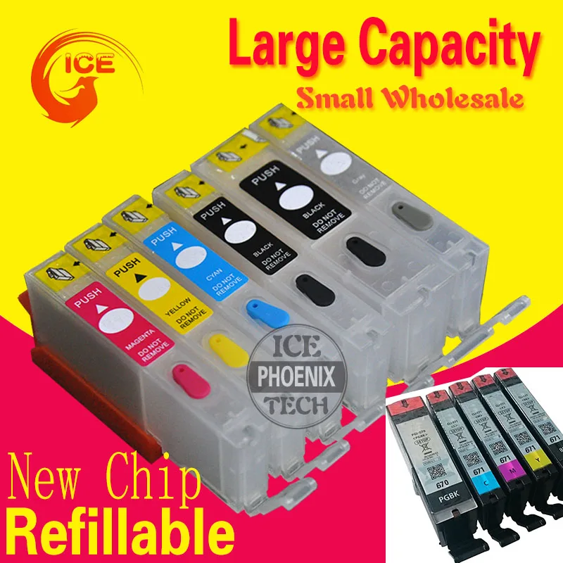 For Canon MG7760 MG 7760 Refillable ink cartridge PIxma printer 6C ink cartridge PGI670-in Ink