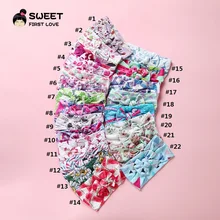 Printed Floral Bow Wide Simple Head Wrap For Girls Summer Beach Style Stretchy Nylon Turban Headband Girls Hair Accessories stylish bow embellished tiny floral pattern light blue headband for girls